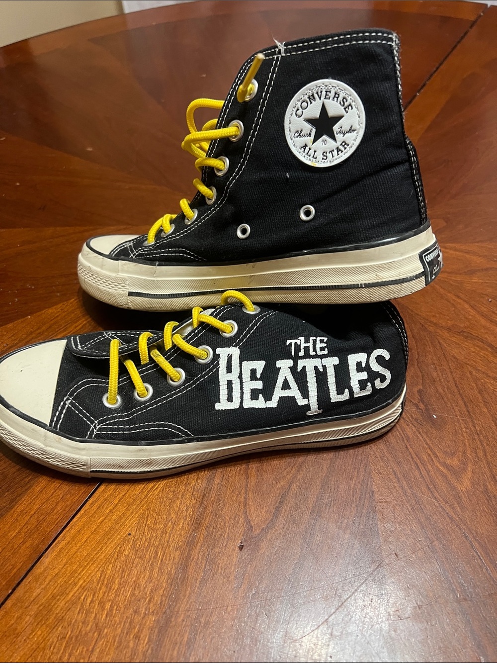 Converse The Beatles Black High-Top Sneakers with Yellow Laces - Picture 2 of 10